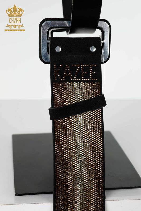 Wholesale Women's Belt Crystal Stone Embroidered Gold - 536 | KAZEE