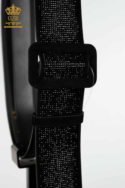 Wholesale Women's Belt Stone Embroidered Black - 500 | KAZEE - Kazee (1)