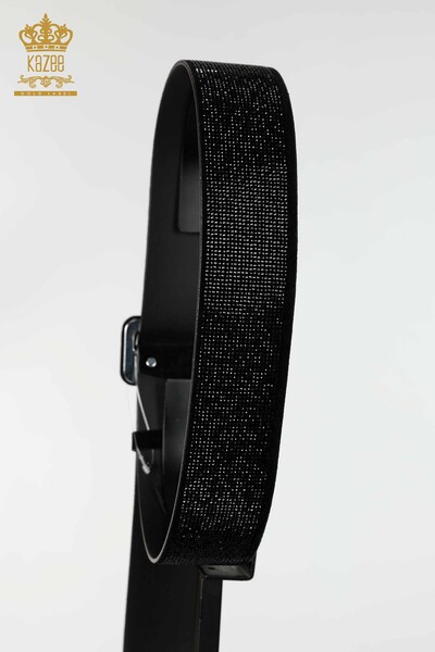 Wholesale Women's Belt Stone Embroidered Black - 500 | KAZEE - Thumbnail