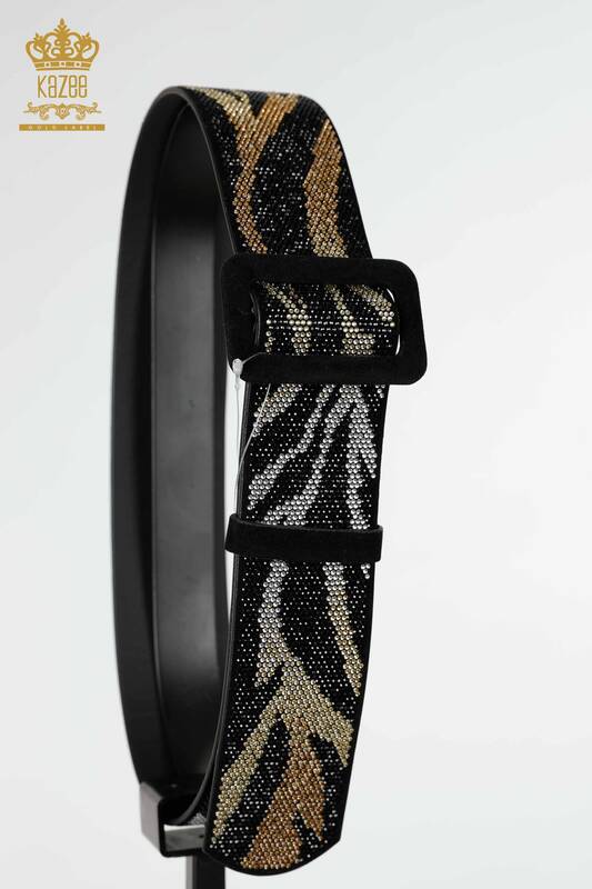 Wholesale Women's Belt Stone Embroidered Black - 535 | KAZEE