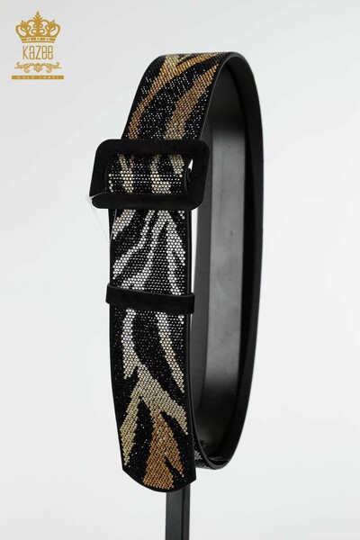 Wholesale Women's Belt Stone Embroidered Black - 535 | KAZEE - Thumbnail (2)