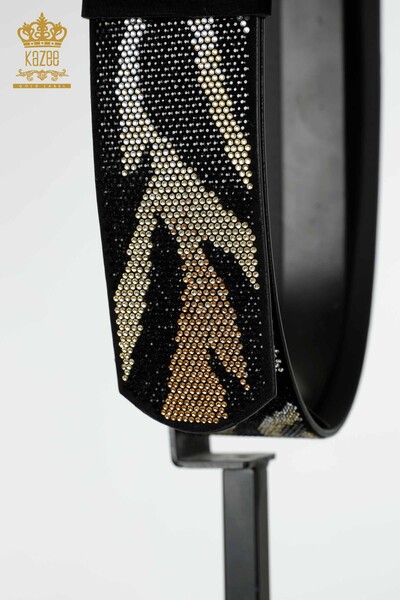 Wholesale Women's Belt Stone Embroidered Black - 535 | KAZEE - Thumbnail