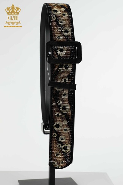 Kazee - Wholesale Women's Belt Stone Embroidered Patterned Black - 534 | KAZEE