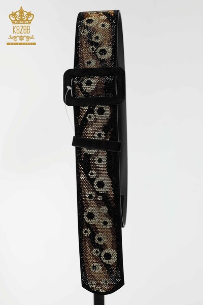 Kazee - Wholesale Women's Belt Stone Embroidered Patterned Black - 534 | KAZEE (1)