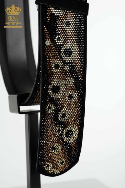 Wholesale Women's Belt Stone Embroidered Patterned Black - 534 | KAZEE - Thumbnail (2)