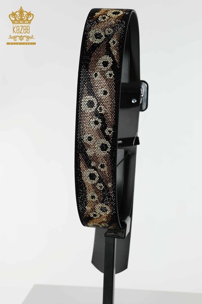 Wholesale Women's Belt Stone Embroidered Patterned Black - 534 | KAZEE - 5