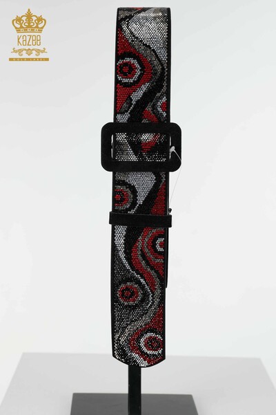Wholesale Women's Belt Stone Embroidered Red - 535 | KAZEE
