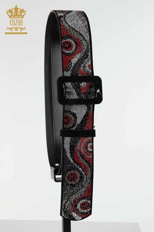 Wholesale Women's Belt Stone Embroidered Red - 535 | KAZEE