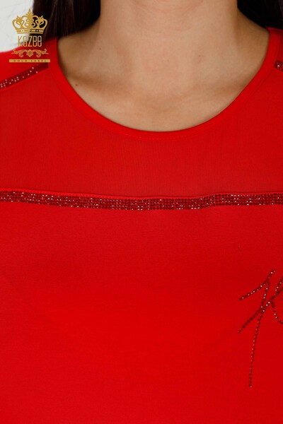 Wholesale Women's Blouse American Model Red - 78857 | KAZEE - Thumbnail
