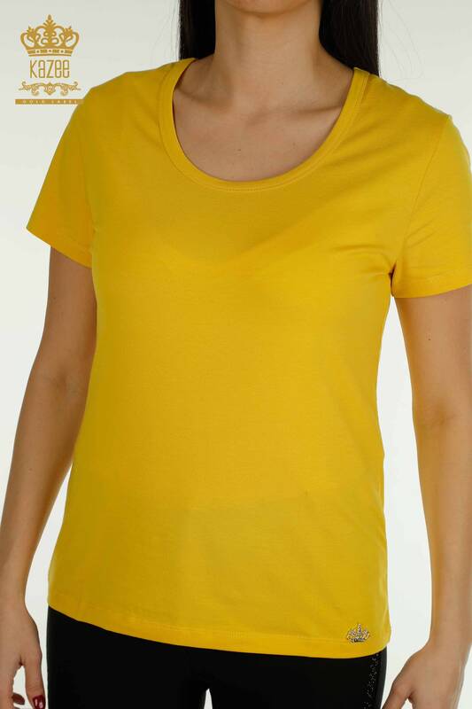 Wholesale Women's Blouse American Model Yellow - 79177 | KAZEE