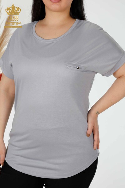 Wholesale Women's Blouse American Model Gray - 77005 | KAZEE - 2