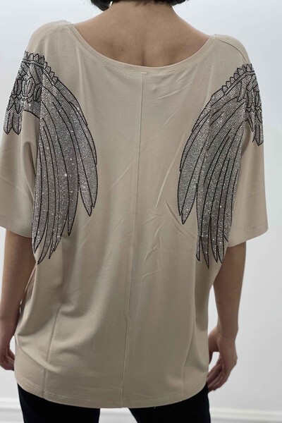 Wholesale Women's Blouse With Angel Wings Stone Embroidery - 77496 | KAZEE - Thumbnail
