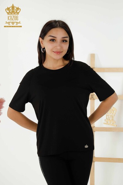 Wholesale Women's Blouse Basic Black - 79219 | KAZEE - Thumbnail