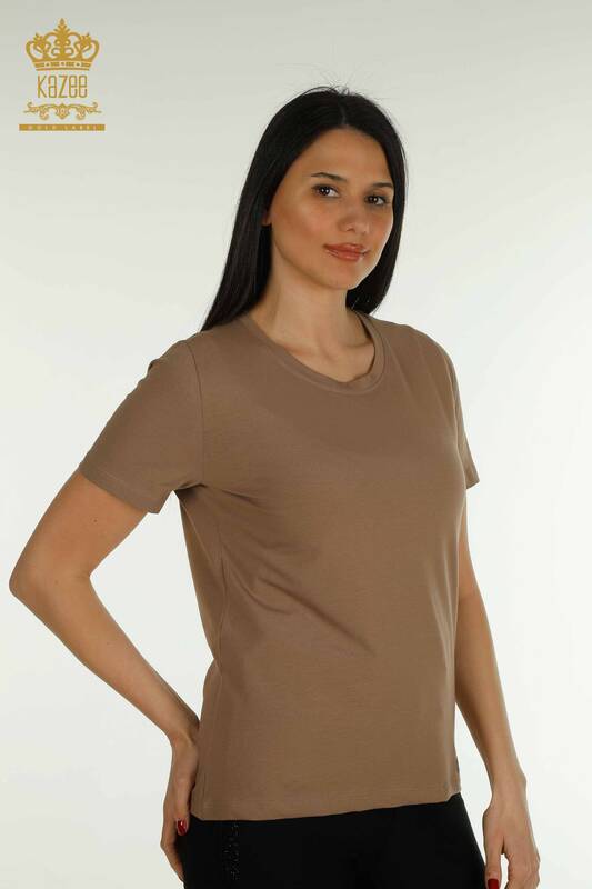 Wholesale Women's Blouse Basic Light Brown - 79562 | KAZEE