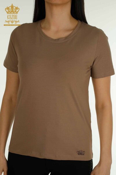 Wholesale Women's Blouse Basic Light Brown - 79562 | KAZEE - Thumbnail