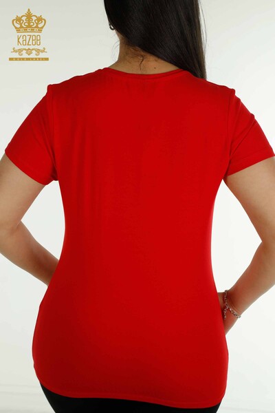 Wholesale Women's Blouse - Bead Embroidered - Red - 79201 | KAZEE - Thumbnail