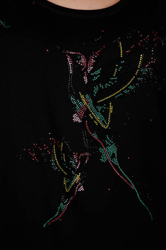 Wholesale Women's Blouse Bird Pattern Stone Embroidery - 78845 | KAZEE