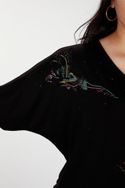 Wholesale Women's Blouse Bird Pattern Stone Embroidery - 78845 | KAZEE - Thumbnail
