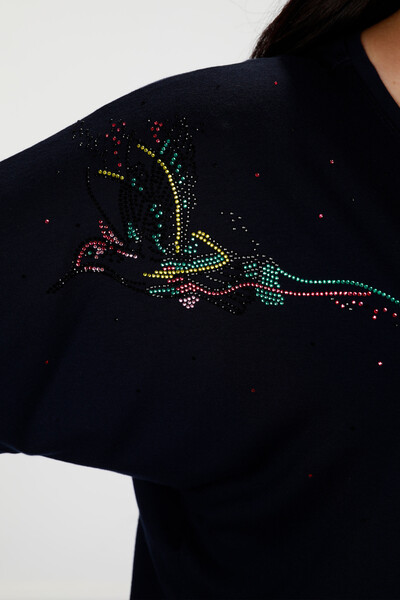 Wholesale Women's Blouse Bird Pattern Stone Embroidery - 78845 | KAZEE - Thumbnail