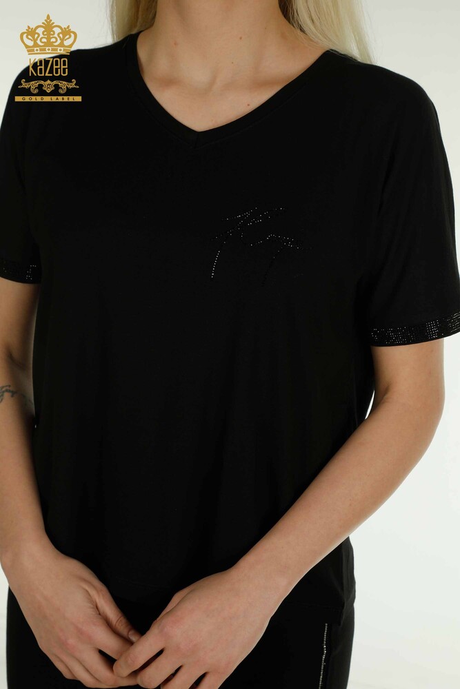 Wholesale Women's Blouse Button Detailed Black - 79297 | KAZEE - 3