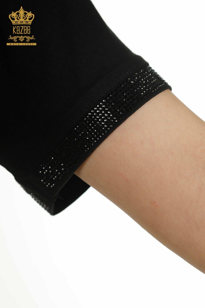 Wholesale Women's Blouse Button Detailed Black - 79297 | KAZEE - 6