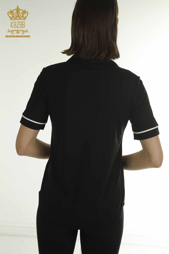 Wholesale Women's Blouse - Button Detailed - Black - 79570 | KAZEE - 7
