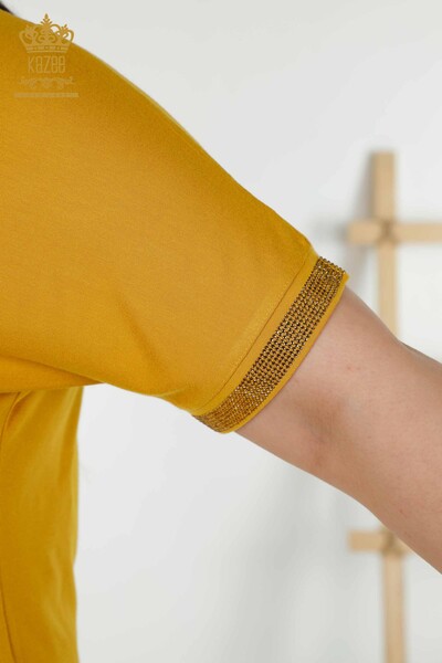 Wholesale Women's Blouse - Button Detailed - Saffron - 79297 | KAZEE - Thumbnail