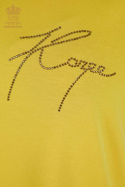 Wholesale Women's Blouse Button Detailed Yellow - 79297 | KAZEE - Thumbnail (2)