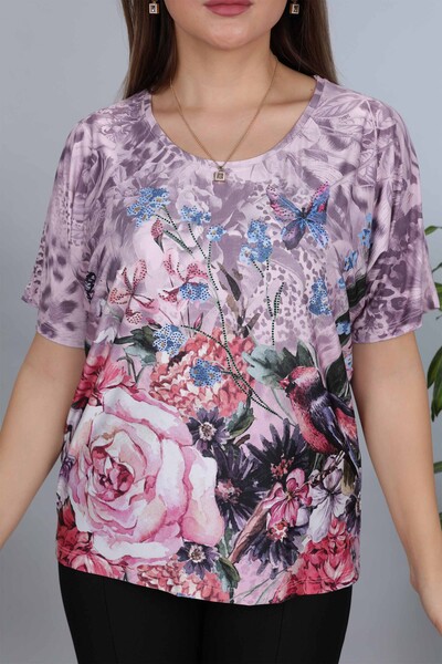 Kazee - Wholesale Women Blouse Cotton Color Butterfly and Rose Pattern - 77803 | KAZEE (1)