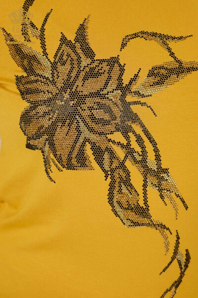 Wholesale Women's Blouse Crystal Embroidered Saffron - 79048 | KAZEE - Thumbnail