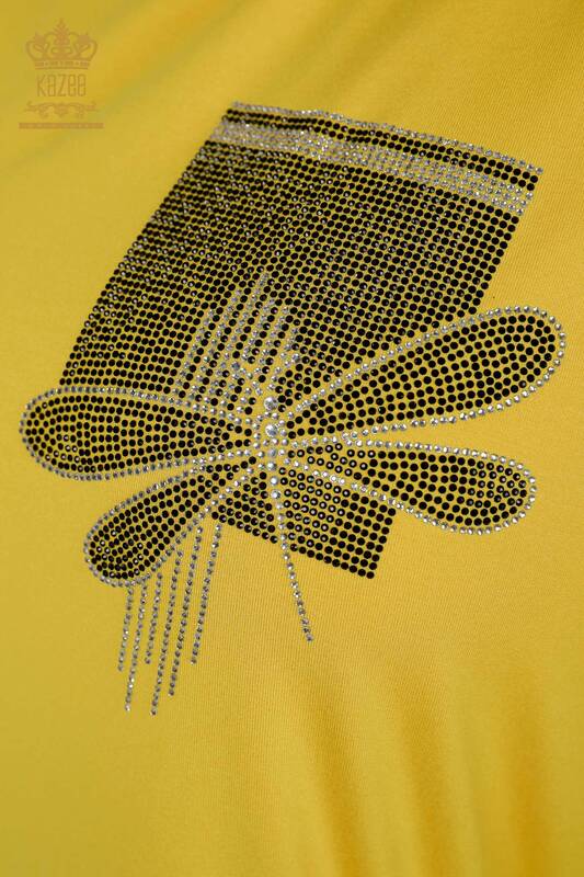Wholesale Women's Blouse Dragonfly Detailed Yellow - 79370 | KAZEE