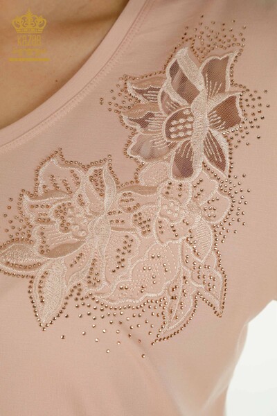 Wholesale Women's Blouse Embroidered Powder - 79883 | KAZEE - Thumbnail (2)
