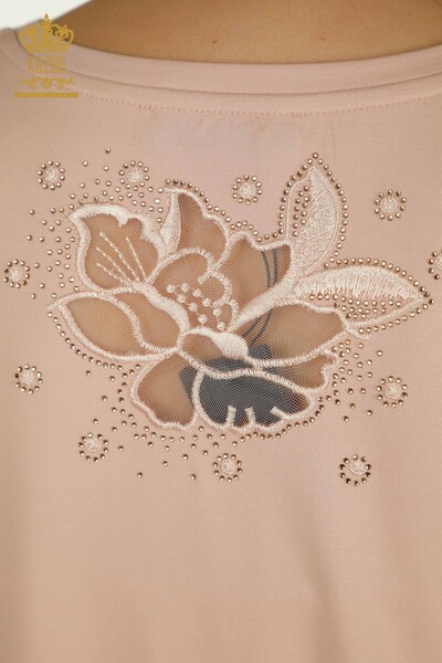 Wholesale Women's Blouse Embroidered Powder - 79883 | KAZEE - Thumbnail