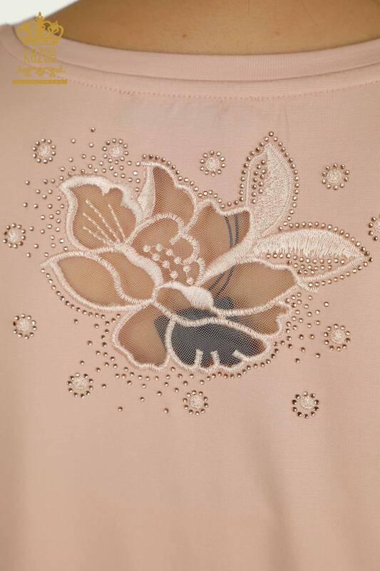 Wholesale Women's Blouse Embroidered Powder - 79883 | KAZEE