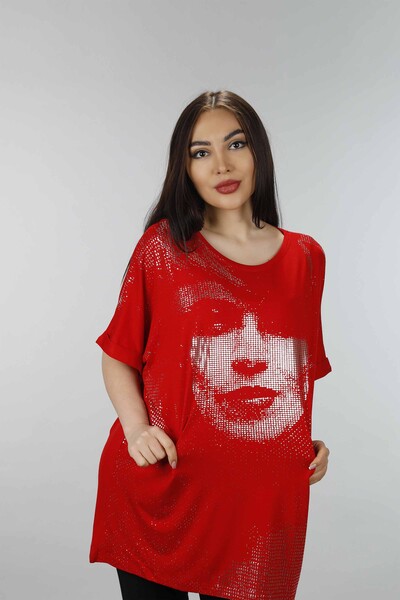 Wholesale Women's Combed Cotton Face Printed Patterned Embroidered - 77669 | KAZEE - Thumbnail