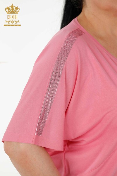 Wholesale Women's Blouse - Floral Pattern - Pink - 79121 | KAZEE - 2