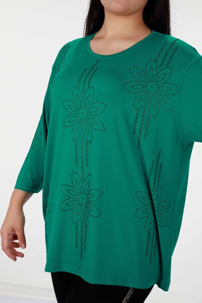 Wholesale Women's Blouse Floral Embroidered Half Sleeve - 77989 | KAZEE - Thumbnail