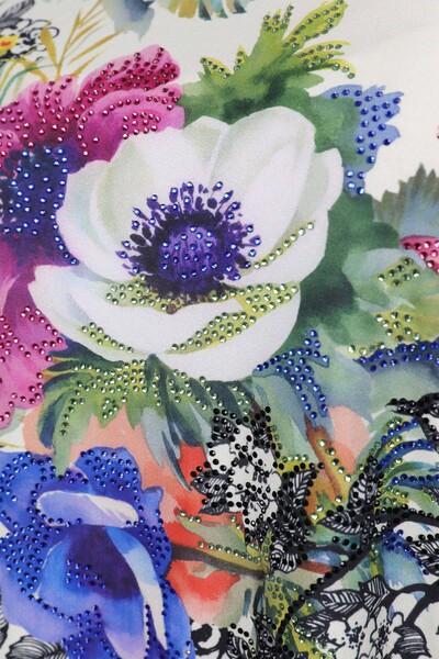 Wholesale Women's Blouse Cotton Floral Patterned Digital Printed - 12015 | KAZEE - Thumbnail