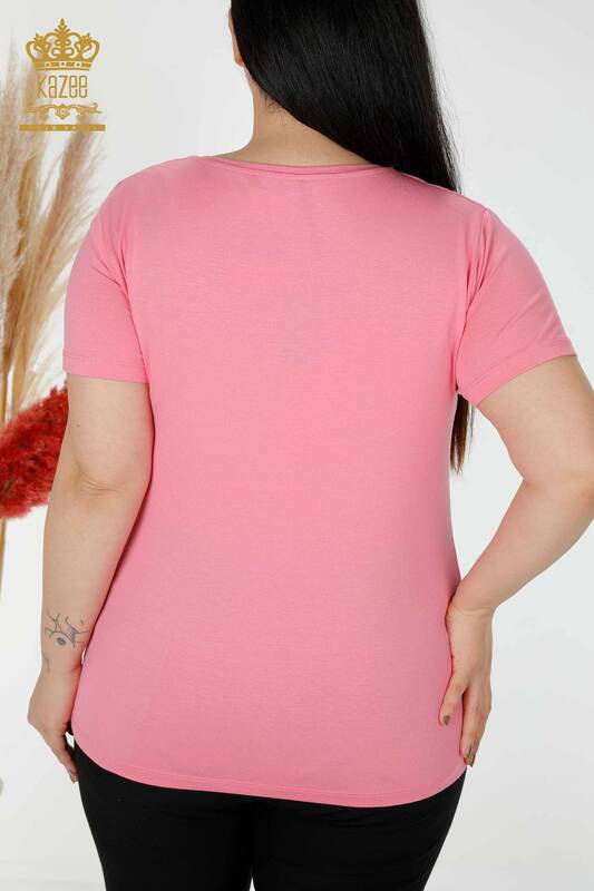Wholesale Women's Blouse Floral Pattern Pink - 78922 | KAZEE