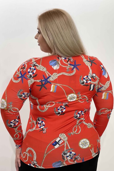 Wholesale Women's Blouse Long Sleeve Digital Pattern - 77768 | KAZEE - Thumbnail