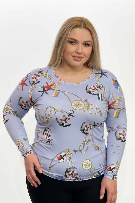 Wholesale Women's Blouse Long Sleeve Digital Pattern - 77768 | KAZEE