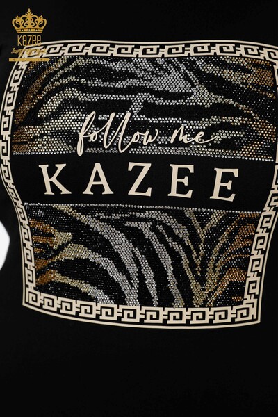 Wholesale Women's Blouse Patterned Black - 78997 | KAZEE - Thumbnail