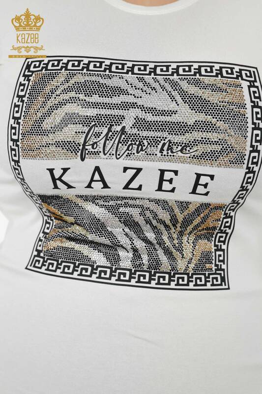 Wholesale Women's Blouse Patterned Ecru - 78997 | KAZEE