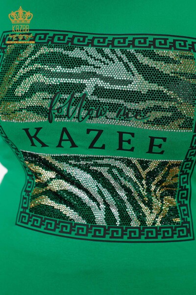 Wholesale Women's Blouse Patterned Green - 78997 | KAZEE - Thumbnail
