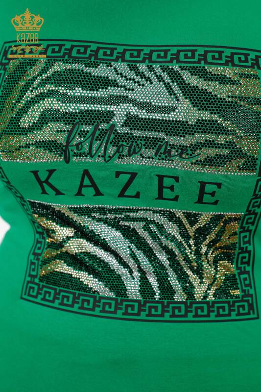 Wholesale Women's Blouse Patterned Green - 78997 | KAZEE