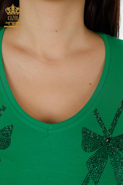 Wholesale Women's Blouse Patterned Green - 79003 | KAZEE - Thumbnail