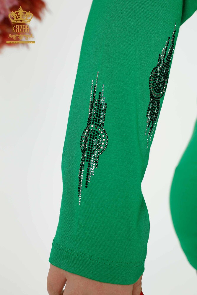 Wholesale Women's Blouse Patterned Green - 79043 | KAZEE - 5