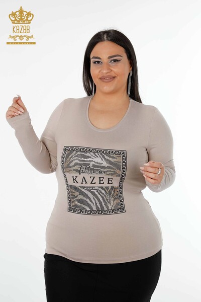 Wholesale Women's Blouse Patterned Mink - 78997 | KAZEE - Thumbnail