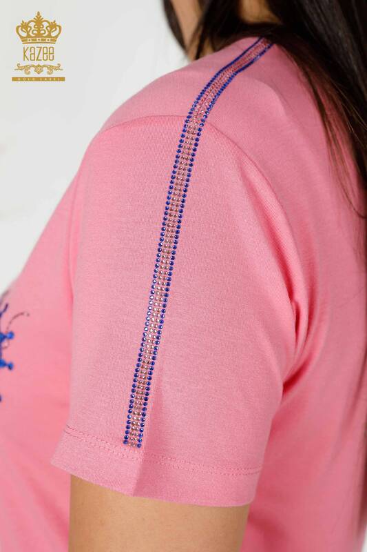 Wholesale Women's Blouse Patterned Pink - 78925 | KAZEE