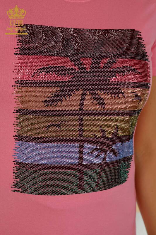 Wholesale Women's Blouse Patterned Pink - 79279 | KAZEE